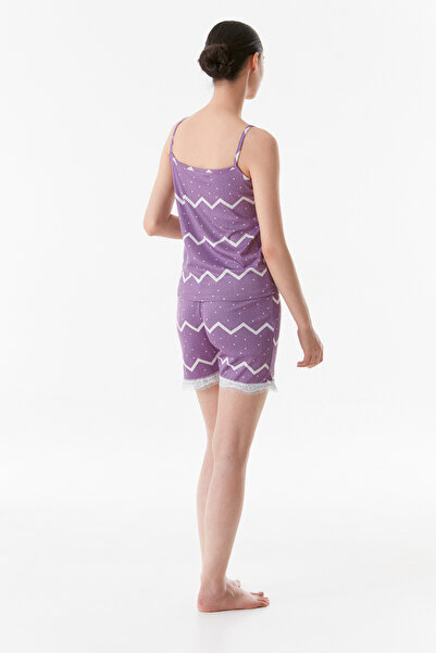 Fulla Moda Lace Patterned Pajama Set with Shorts