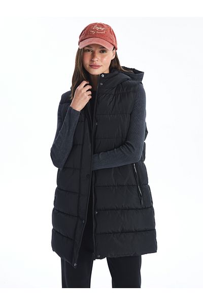 LC Waikiki Women's Hooded Plain Puffer Vest