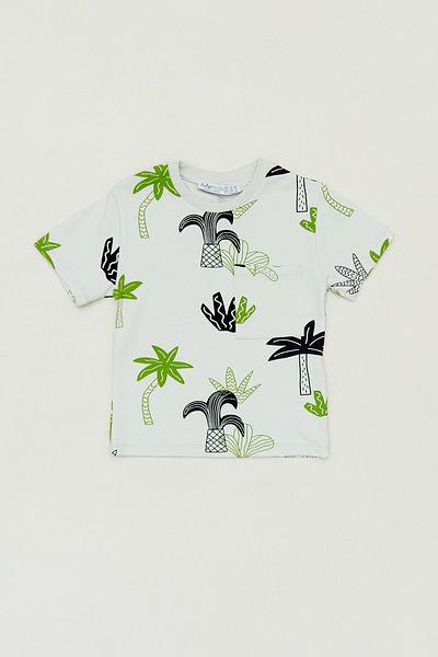 Fulla Moda Boy - Palm Tree Printed Crew Neck T-Shirt