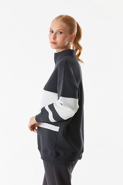 Fulla Moda Φούτερ Color Block με μισό φερμουάρ