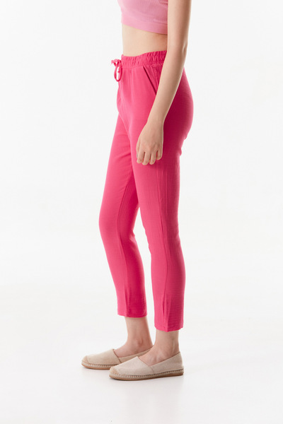 Fulla Moda LinenStraightTrousers -BasicElastic Waist