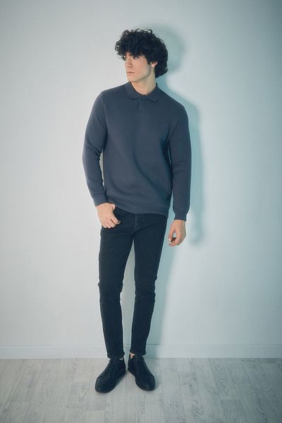 Fulla Moda Суитшърт с копчета и поло яка от 3 прежди