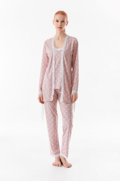 Fulla Moda 3 Piece Rope Strap Heart Patterned Pajama Set