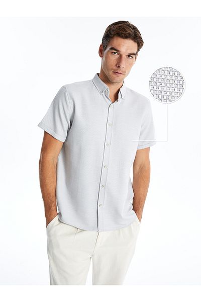 LC Waikiki Slim Fit Short Sleeve Dobby Men's Textured Shirt