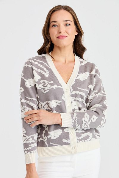 Two Mail Gray Embossed Cardigan