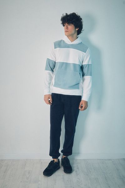 Fulla Moda Φούτερ Color Block Fleece με κουκούλα και τσέπη καγκουρό