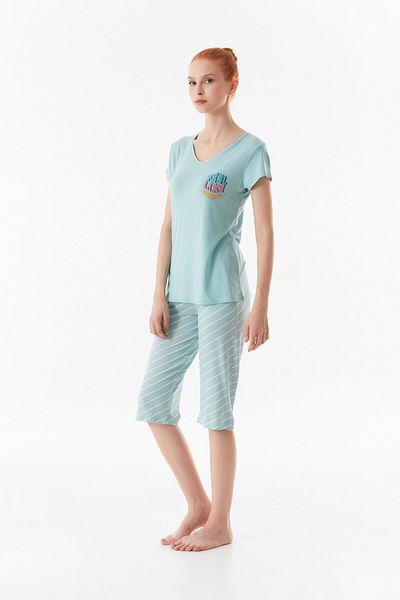 Fulla Moda Set pijama cu imprimeu text cu decolteu