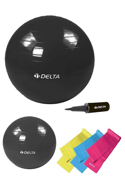 Delta Set of 3 Pilates Balls and 6 Pump Tapes Suitable for 180 Cm - 200 Cm Height Range