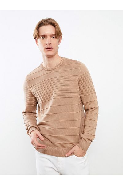 LC Waikiki Langärmliger Herren-Strickpullover mit Rundhalsausschnitt