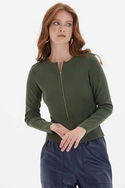 Two Mail Green Cardigan with Epaulette