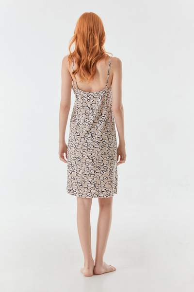 Fulla Moda Rope Strap Patterned Lace Nightgown