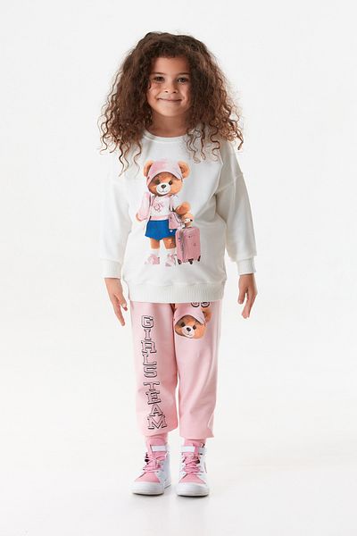 Fulla Moda Girl's Jogger Set - Teddy Bear Printed