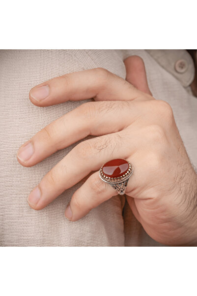 vevasilver Yemen Akik Taşı 925 Ayar Gümüş Erkek Yüzük