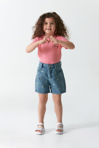 Fulla Moda Girl's Shorts - Floral Embroidered