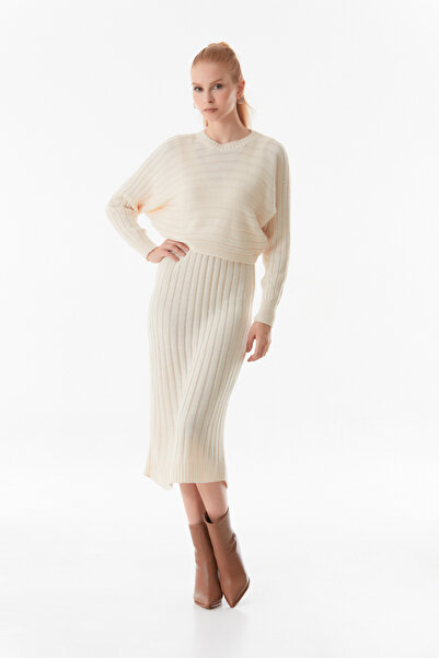 Fulla Moda Wide Ribbed Midi Size 2-Piece Knitwear Set
