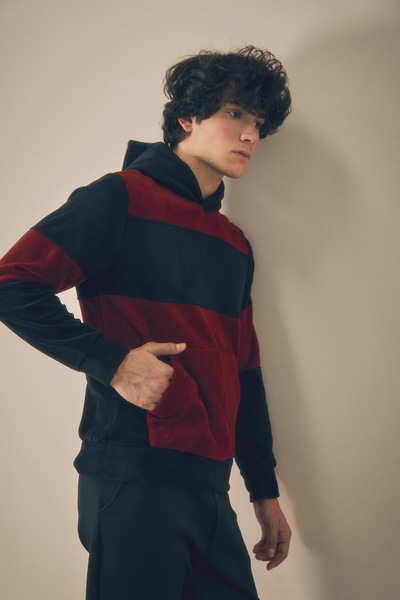 Fulla Moda Φούτερ Color Block Fleece με κουκούλα και τσέπη καγκουρό