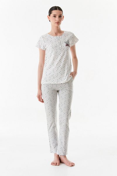 Fulla Moda Set de pijamale cu buline cu decolteu