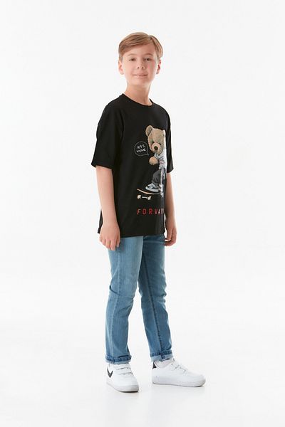 Fulla Moda Tricou Băieți - Ursuleț Imprimat, Decolteu Crew
