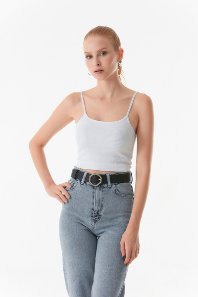 Fulla Moda Curea din piele artificială - cataramă octogonală