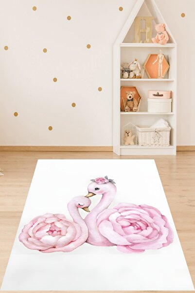 on the clouds Anne Bebek Kuğu Güllü Çiçekli Minimal Yıkanabilir Kaymaz Taban ...