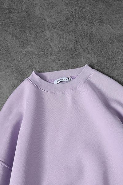 Slatra Ανδρικό φούτερ λιλά Basic Crew Neck Oversize