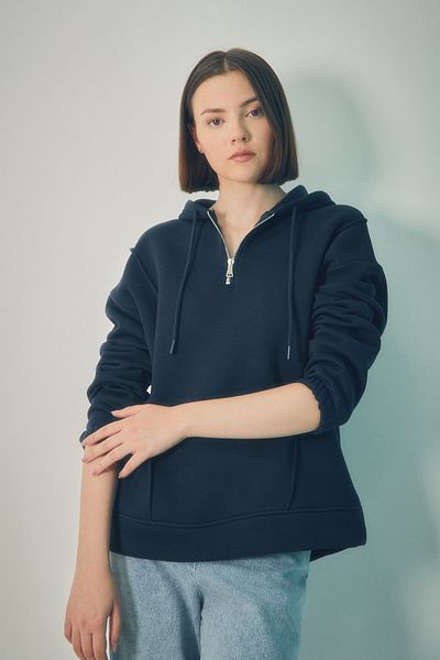 Fulla Moda Суитшърт с качулка - с половин цип