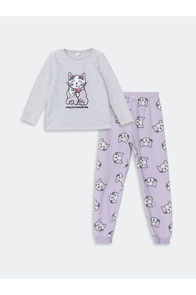 LC Waikiki Crew Neck Fleece Girl's Pajama Set