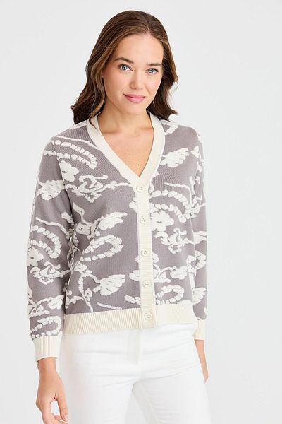 Two Mail Gray Embossed Cardigan