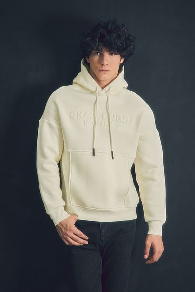 Fulla Moda Φούτερ με κουκούλα καγκουρό με 3 νήμα με ανάγλυφο εμπριμέ