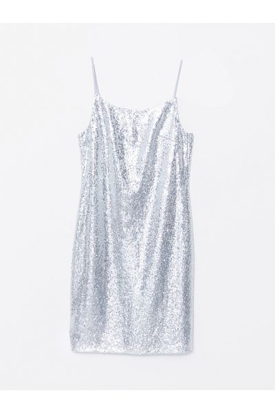 LC Waikiki U-Neck Strap Sequined Women's Dress