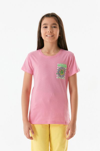 Fulla Moda Crew Neck Girl's T-Shirt - Front and Back Printed