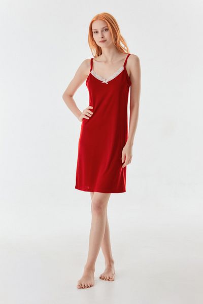 Fulla Moda Rope Strap Lace Detailed Nightgown