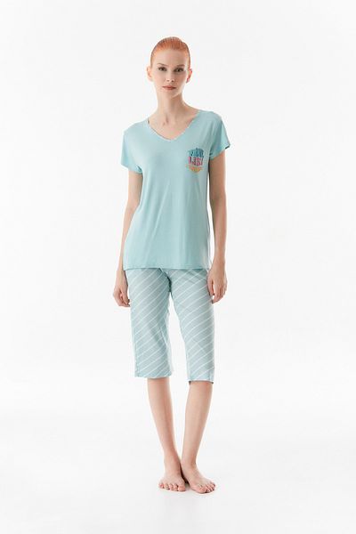 Fulla Moda Set pijama cu imprimeu text cu decolteu