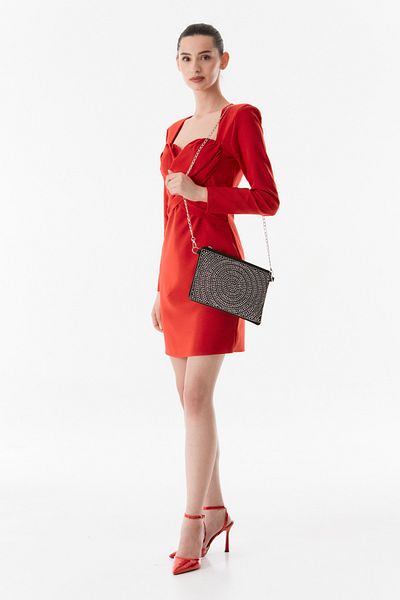 Fulla Moda Stone Detailed Circle Patterned Portfolio Bag