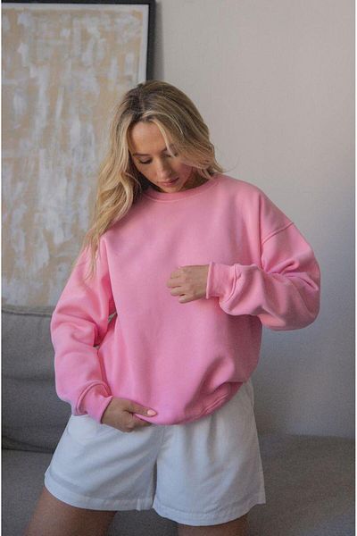 NO 601 Women's Light Pink Crew Neck Hoodless Sweat