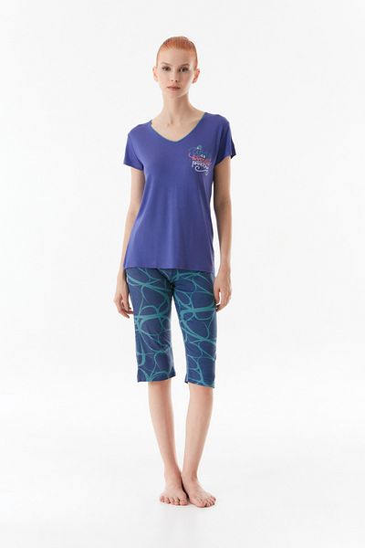 Fulla Moda Crew Neck Text Printed Pajama Set