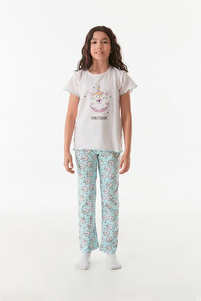 Fulla Moda Crew Neck Printed Girl's Pajama Set