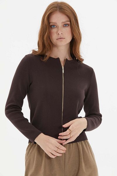 Two Mail Brown Cardigan with Epaulettes