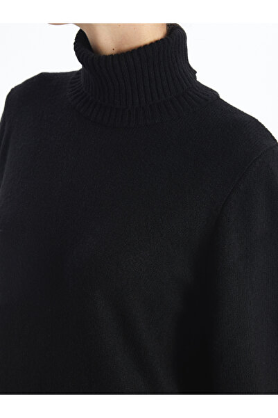 LC Waikiki Balıkçı Yaka Düz Uzun Kollu Oversize Kadın Triko Elbise