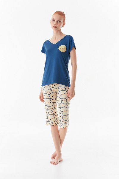 Fulla Moda Chick Printed Crew Neck Pajamas Set