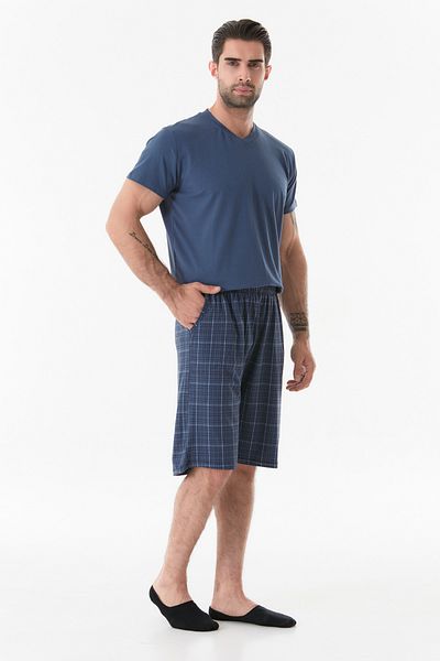 Fulla Moda Σετ καρό πιτζάμες με V λαιμόκοψη
