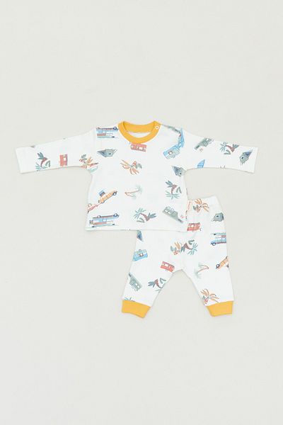 Fulla Moda 2-Piece Crew Neck Printed Suit for Boy