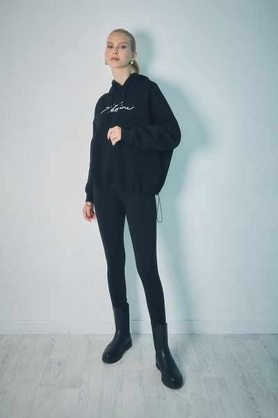 Fulla Moda Летен суичър с бродирана качулка - Еластична талия
