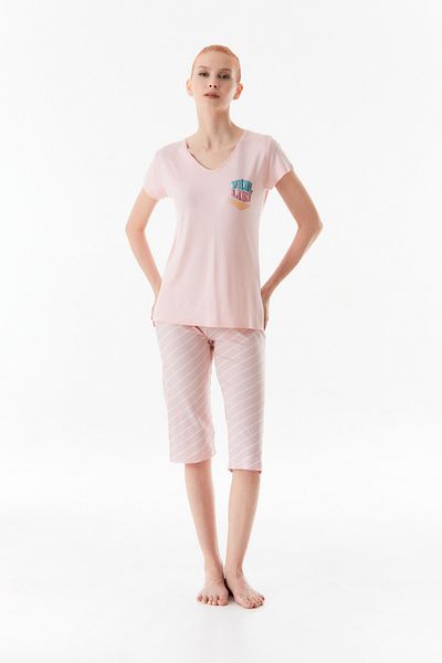 Fulla Moda Crew Neck Text Printed Pajama Set