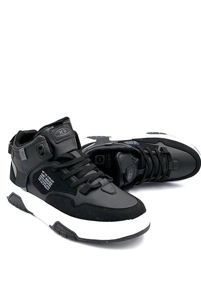 M.P. Phlon M.P 242-2063 - Black High Top Women's Sports Shoes with Light Sole and Laces