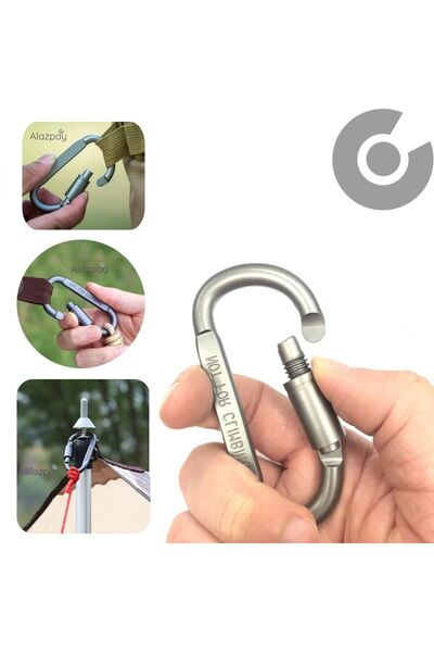 Alazpay Carabinier din aliaj de aluminiu cu blocare prin șurub, pentru campin...