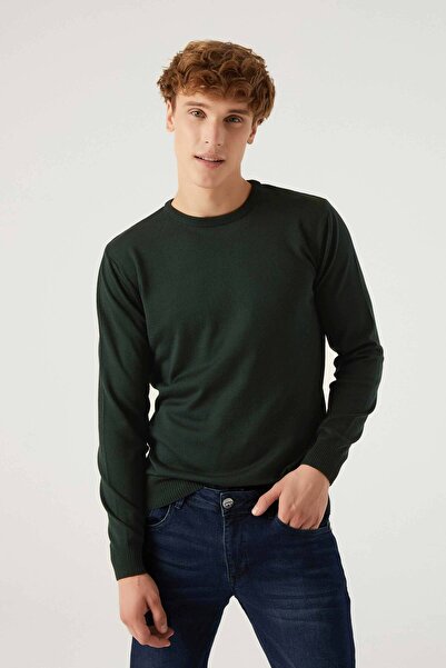 D'S Damat Ds Damat Slim Fit Khaki Cotton Blended 2-Piece Crew Neck Shirt and Sweater