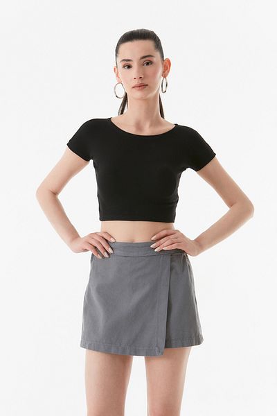 Fulla Moda Tricou crop cu coaste