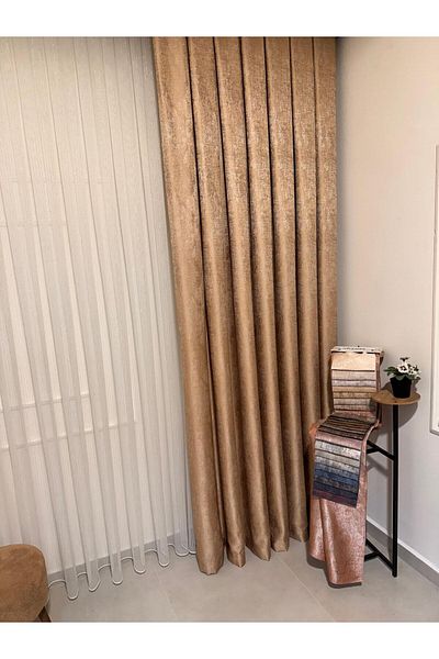 NİVEMESHOME Pera Gold - 1/3 Sik Pleated Background Curtain, Apm