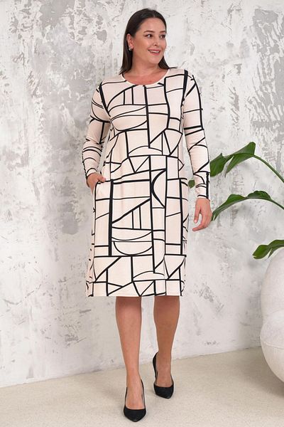 Neşeli Butik γυναικείο φόρεμα με λαιμόκοψη με τσέπες plus size